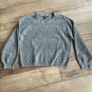 Gray Ribbed Knit Sweater